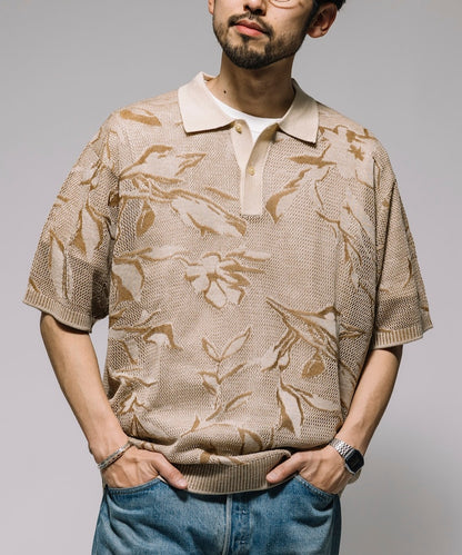 FREAK'S STORE All-over print mesh Knit polo shirt 印花針織短袖Polo衫