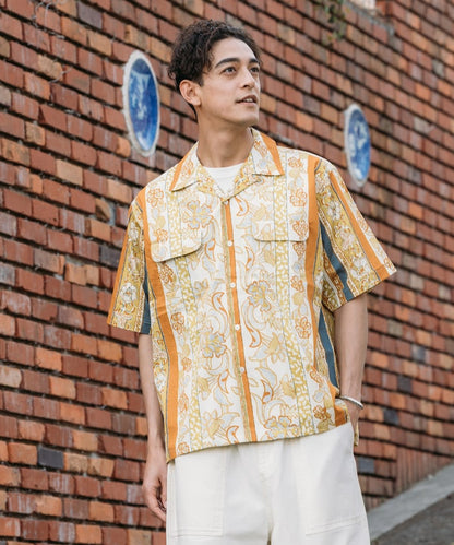 FREAK'S STORE Relaxed Fit Batik Print Open Collar Shirt/Floral 印花短袖襯衫