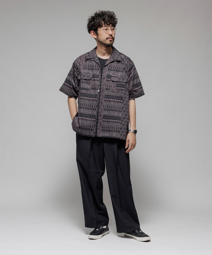 FREAK'S STORE Relaxed Fit Batik Print Open Collar Shirt/African Pattern 印花短袖襯衫