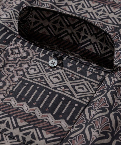FREAK'S STORE Relaxed Fit Batik Print Open Collar Shirt/African Pattern 印花短袖襯衫