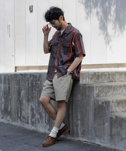 FREAK'S STORE Relaxed Fit Batik Print Open Collar Shirt/Floral 印花短袖襯衫