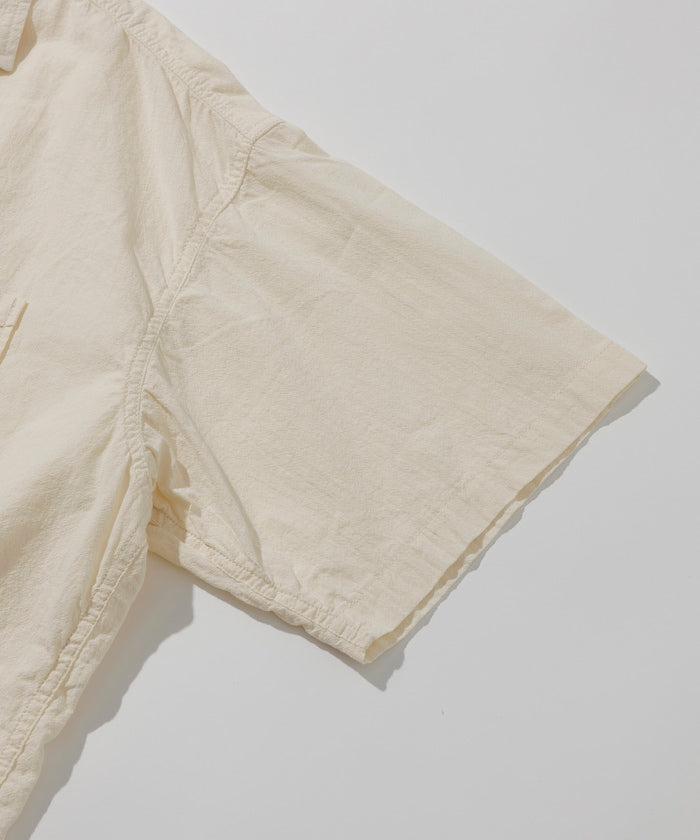 HINSON wrinkled relaxed fit regular collar short 口袋短袖襯衫