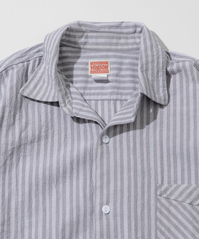 HINSON wrinkled relaxed fit striped shirt 短袖口袋條紋襯衫