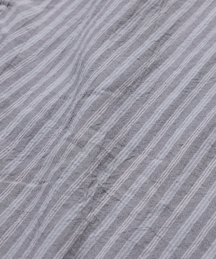HINSON wrinkled relaxed fit striped shirt 短袖口袋條紋襯衫