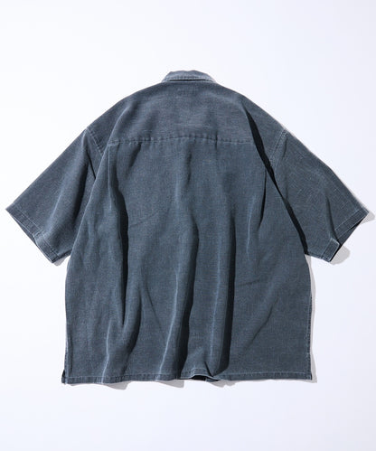 NAUTICA Wide silhouette open collar shirt 水洗口袋短袖襯衫