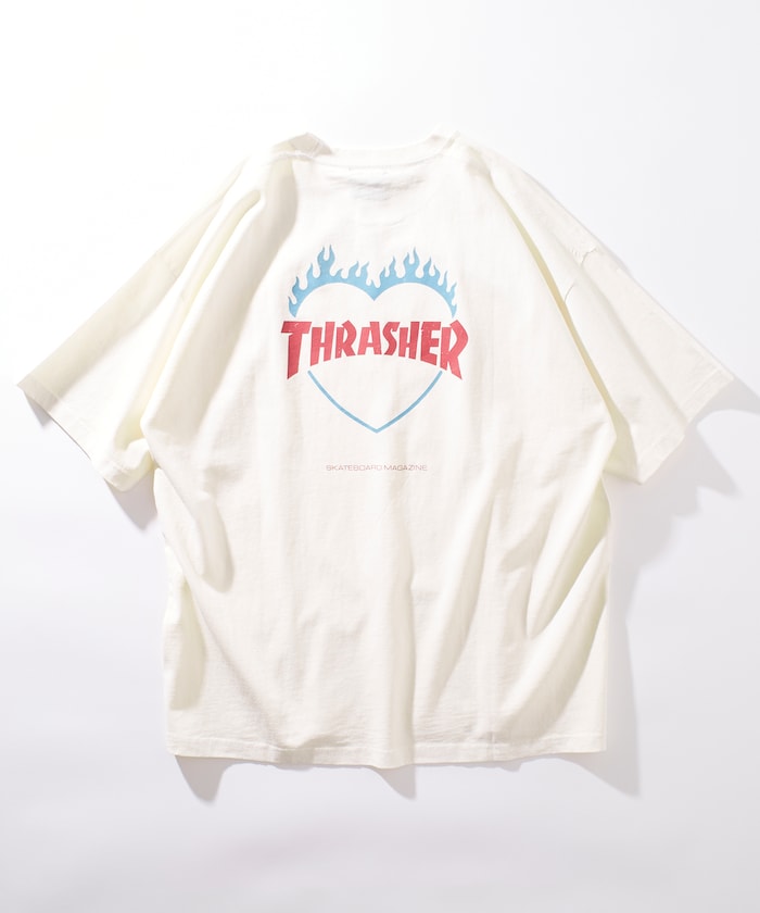 PUBLUX x THRASHER Back logo flame heart TEE 限定印花短袖T恤
