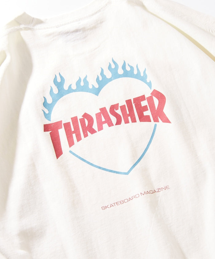 PUBLUX x THRASHER Back logo flame heart TEE 限定印花短袖T恤