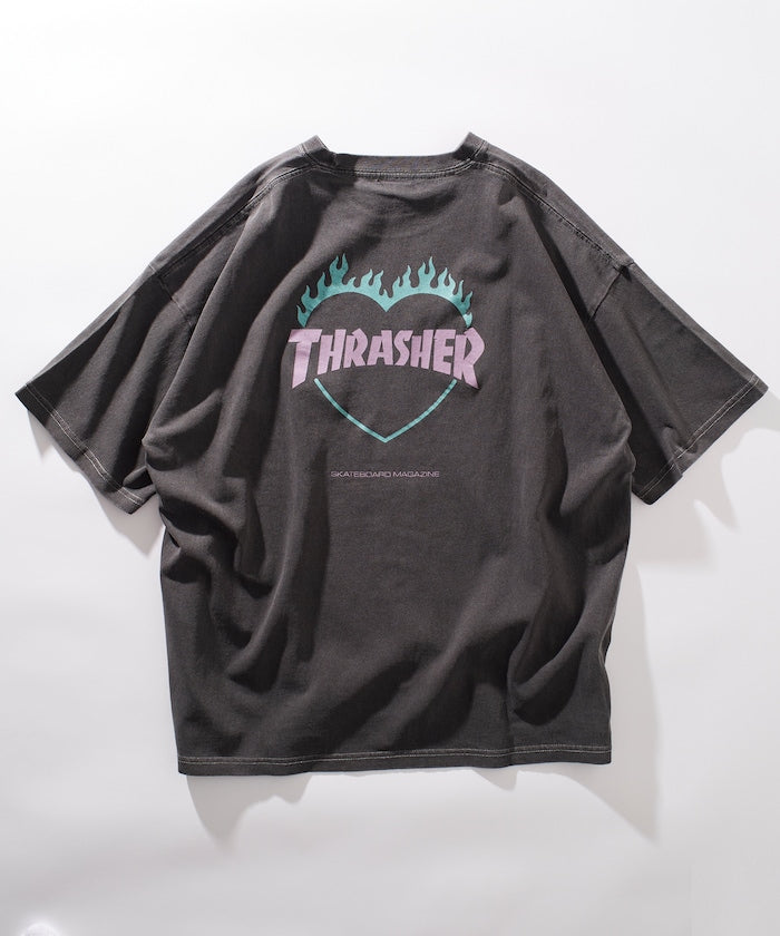 PUBLUX x THRASHER Back logo flame heart TEE 限定印花短袖T恤