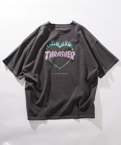 PUBLUX x THRASHER Back logo flame heart TEE 限定印花短袖T恤