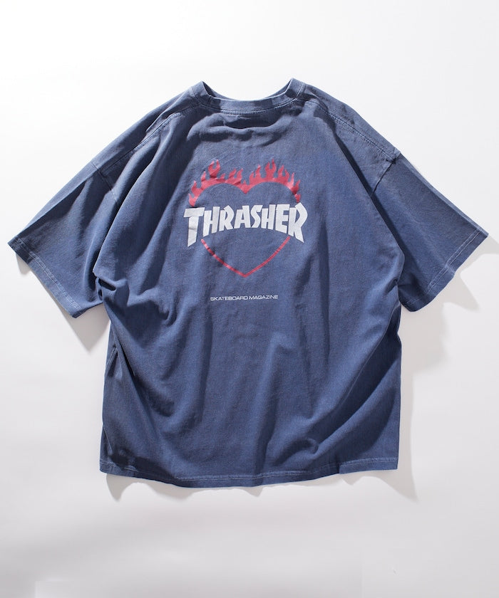 PUBLUX x THRASHER Back logo flame heart TEE 限定印花短袖T恤