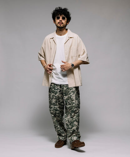HINSON Custom cotton linen open collar short sleeve shirt 棉麻短袖襯衫