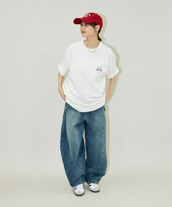 PUBLUX x THRASHER Back logo flame heart TEE 限定印花短袖T恤