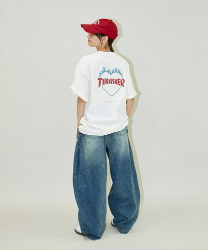 PUBLUX x THRASHER Back logo flame heart TEE 限定印花短袖T恤