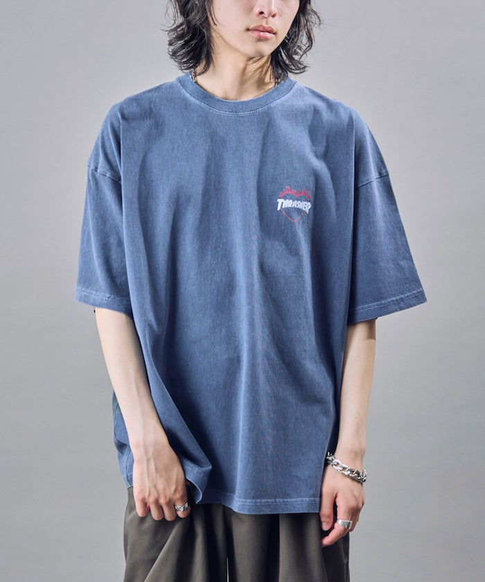 PUBLUX x THRASHER Back logo flame heart TEE 限定印花短袖T恤