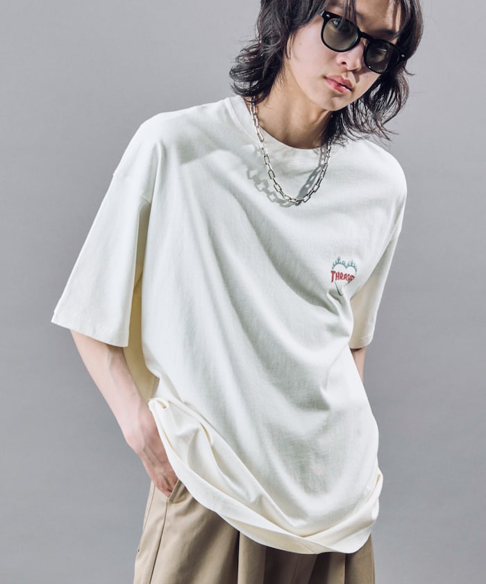 PUBLUX x THRASHER Back logo flame heart TEE 限定印花短袖T恤