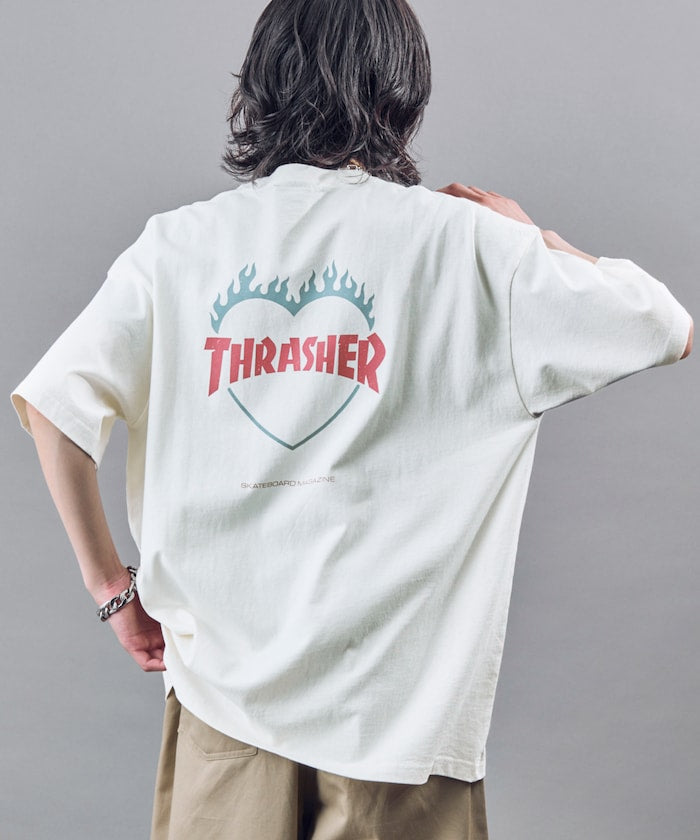 PUBLUX x THRASHER Back logo flame heart TEE 限定印花短袖T恤