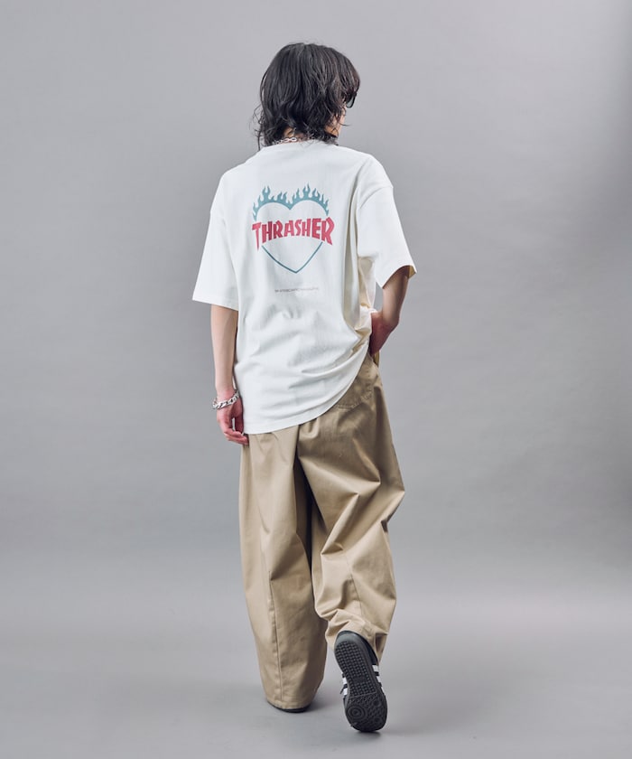 PUBLUX x THRASHER Back logo flame heart TEE 限定印花短袖T恤