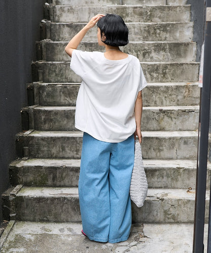 FREAK'S STORE Linen blend curved easy Pants 亞麻混紡休閒牛仔褲