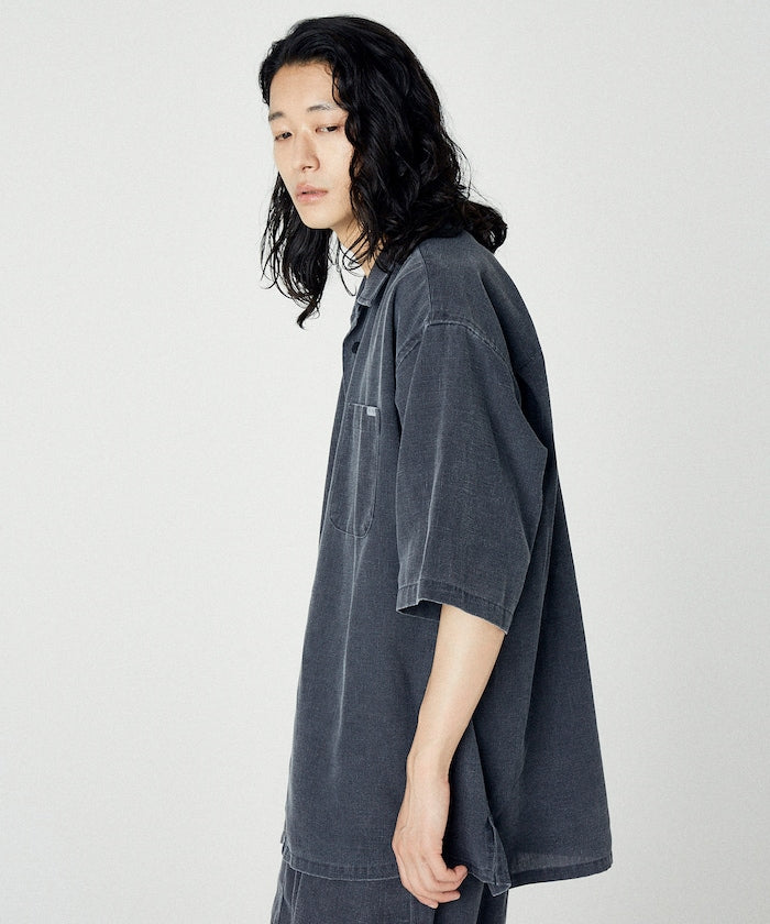 NAUTICA Wide silhouette open collar shirt 水洗口袋短袖襯衫