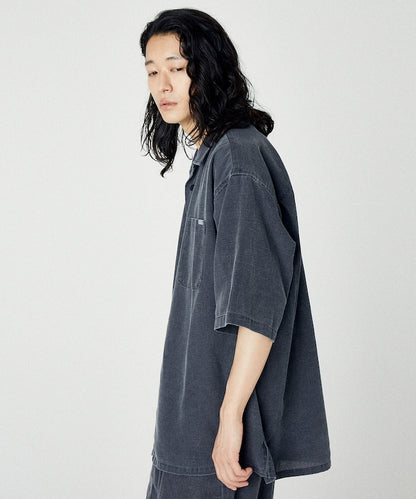 NAUTICA Wide silhouette open collar shirt 水洗口袋短袖襯衫