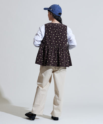 FREAK'S STORE 鄉村風花朵燈芯絨背心
