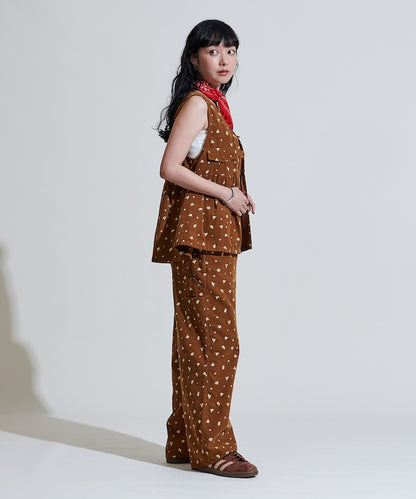 FREAK'S STORE 鄉村風花朵燈芯絨背心