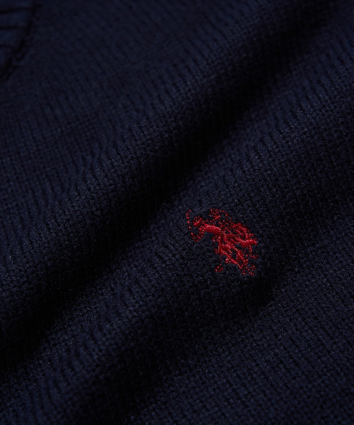 U.S. POLO ASSN. CREW NECK KNIT CARDIGAN 刺繡LOGO 圓領針織開襟衫