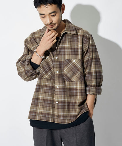 RED KAP flannel cropped long-sleeve work shirt 法蘭絨長袖格紋襯衫