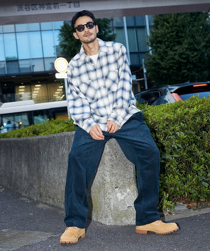 RED KAP flannel cropped long-sleeve work shirt 法蘭絨長袖格紋襯衫