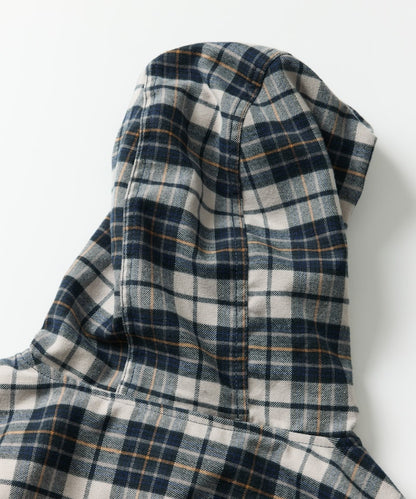 FREAK'S STORE x Foxfire relaxed fit flannel check hoodie shirt 寬版法蘭絨格紋連帽衫
