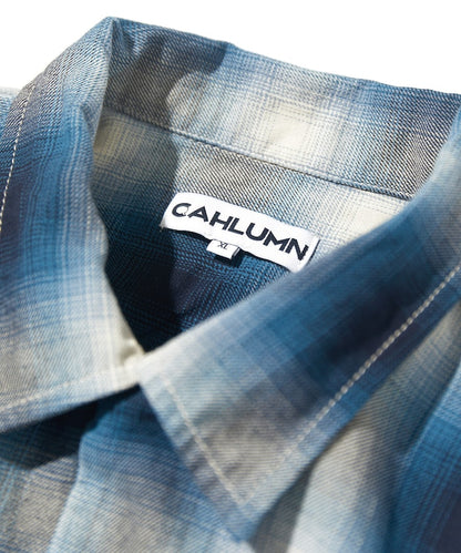 CAHLUMN Magazine Pocket Open Collar Shirt 漸層格紋口袋長袖襯衫