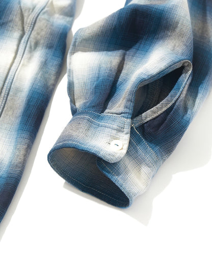 CAHLUMN Magazine Pocket Open Collar Shirt 漸層格紋口袋長袖襯衫