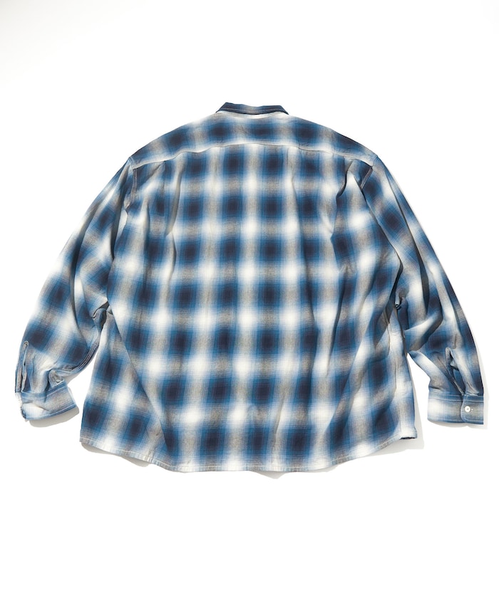 CAHLUMN Magazine Pocket Open Collar Shirt 漸層格紋口袋長袖襯衫