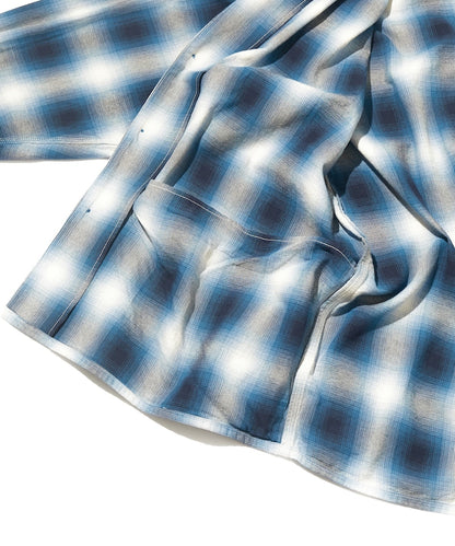 CAHLUMN Magazine Pocket Open Collar Shirt 漸層格紋口袋長袖襯衫