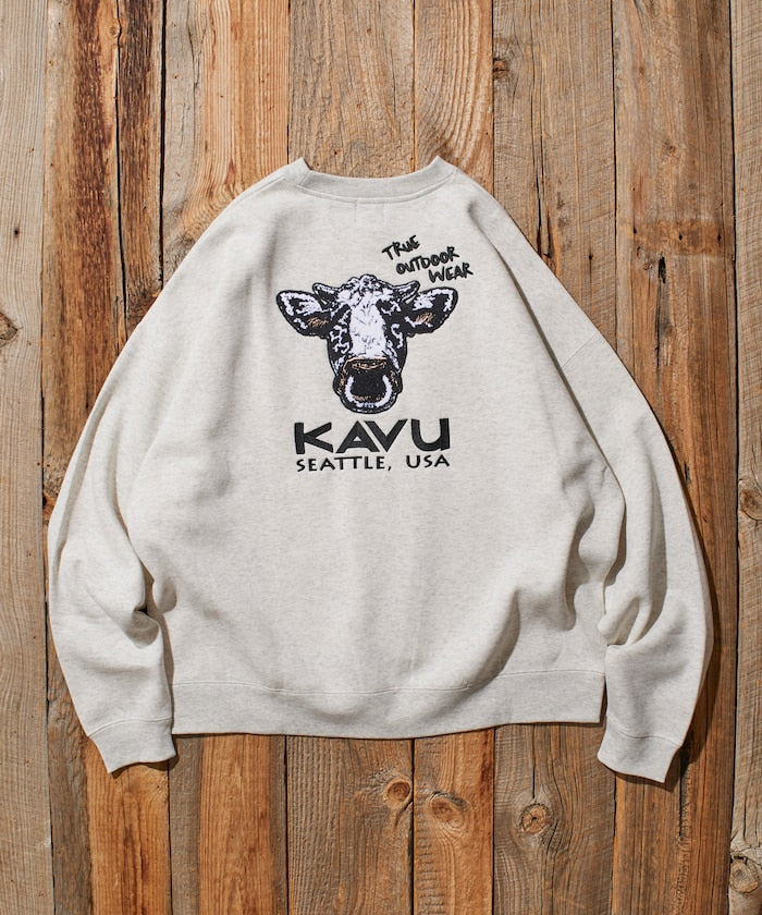 KAVU × FREAK'S STORE 聯名限定款 牛臉刺繡圓領大學T