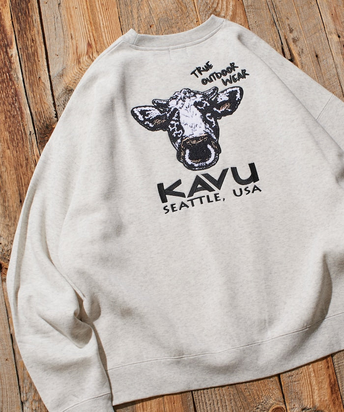KAVU × FREAK'S STORE 聯名限定款 牛臉刺繡圓領大學T