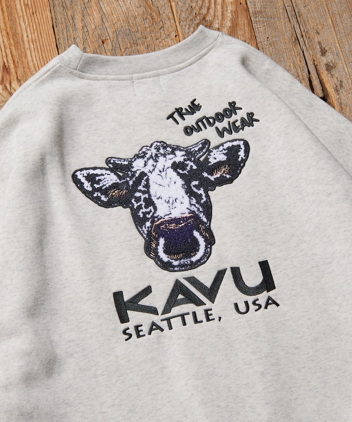 KAVU × FREAK'S STORE 聯名限定款 牛臉刺繡圓領大學T