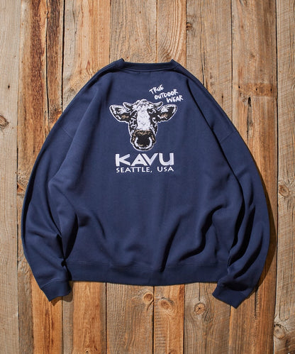 KAVU × FREAK'S STORE 聯名限定款 牛臉刺繡圓領大學T