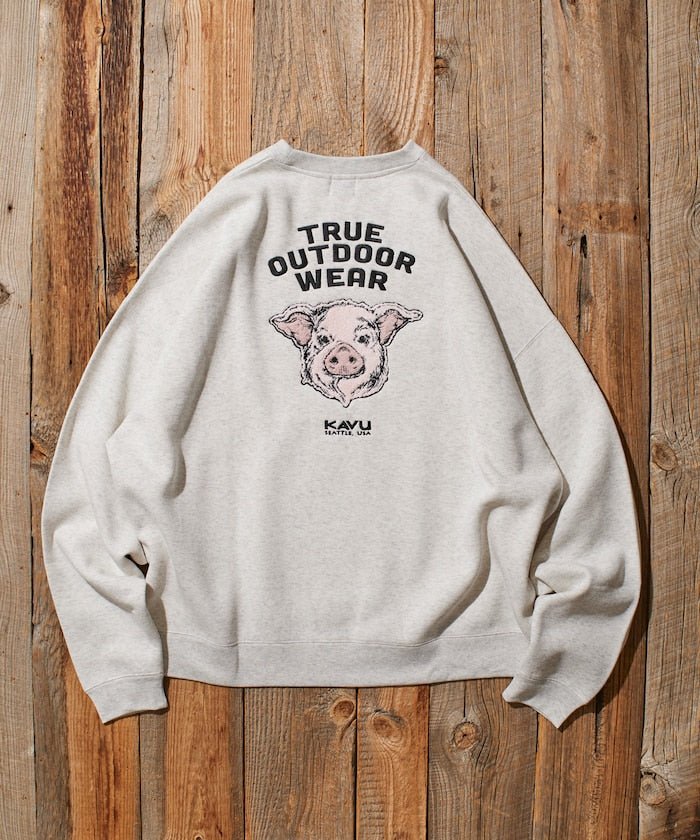 KAVU × FREAK'S STORE 聯名限定款 豬臉刺繡圓領大學T