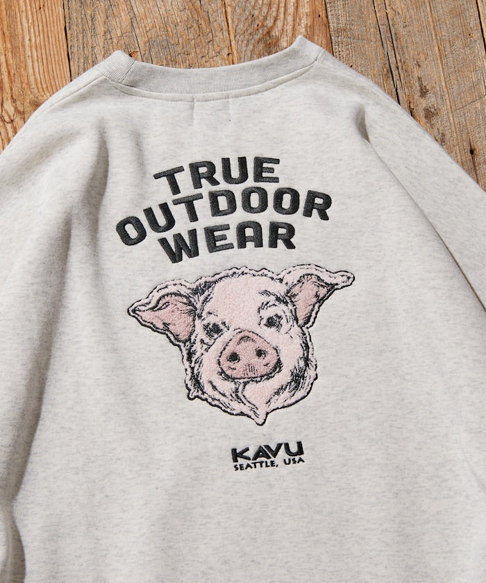 KAVU × FREAK'S STORE 聯名限定款 豬臉刺繡圓領大學T