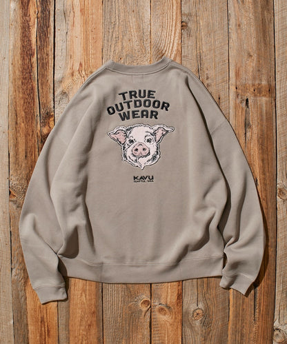 KAVU × FREAK'S STORE 聯名限定款 豬臉刺繡圓領大學T