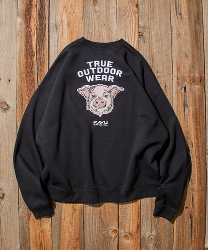 KAVU × FREAK'S STORE 聯名限定款 豬臉刺繡圓領大學T