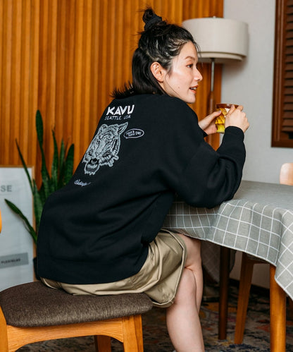 KAVU × FREAK'S STORE 聯名限定款 老虎刺繡圓領大學T