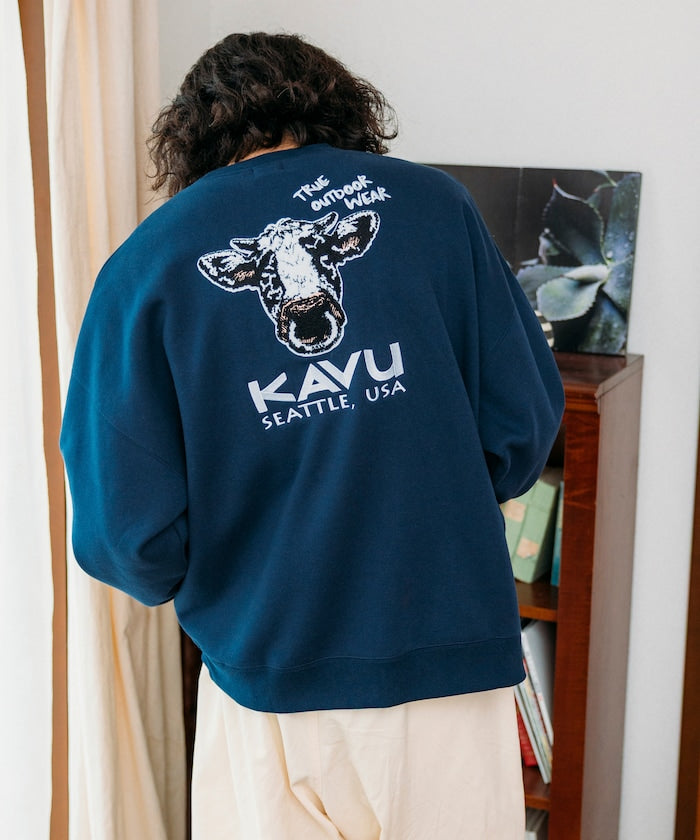 KAVU × FREAK'S STORE 聯名限定款 牛臉刺繡圓領大學T
