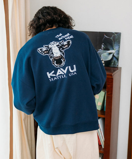 KAVU × FREAK'S STORE 聯名限定款 牛臉刺繡圓領大學T
