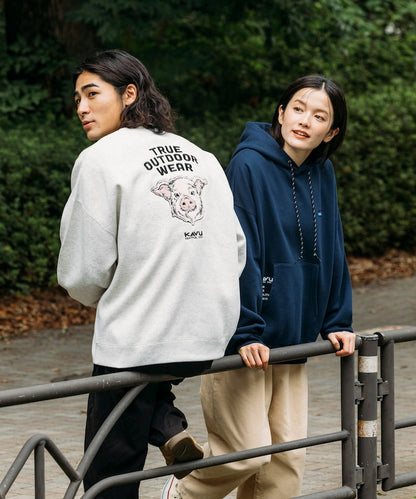 KAVU × FREAK'S STORE 聯名限定款 豬臉刺繡圓領大學T