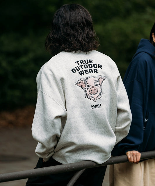 KAVU × FREAK'S STORE 聯名限定款 豬臉刺繡圓領大學T