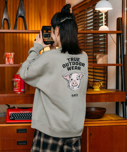 KAVU × FREAK'S STORE 聯名限定款 豬臉刺繡圓領大學T