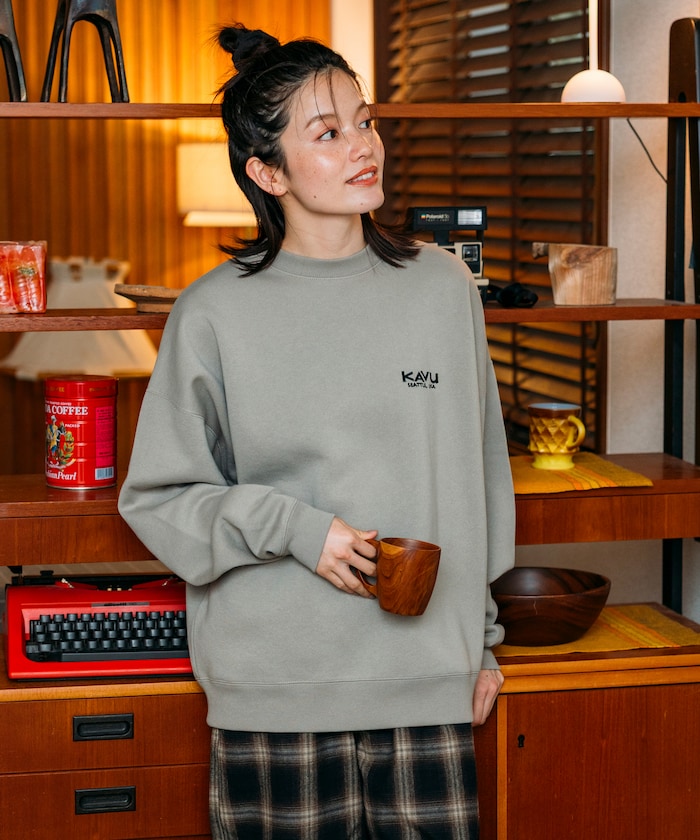 KAVU × FREAK'S STORE 聯名限定款 豬臉刺繡圓領大學T