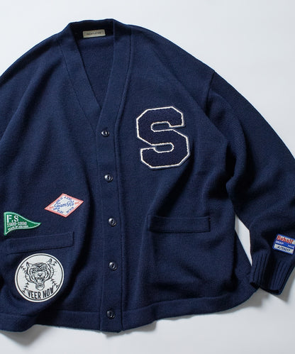 FREAK'S STORE Relaxed Fit Lettered Knit Cardigan 刺繡徽章字母針織開襟衫